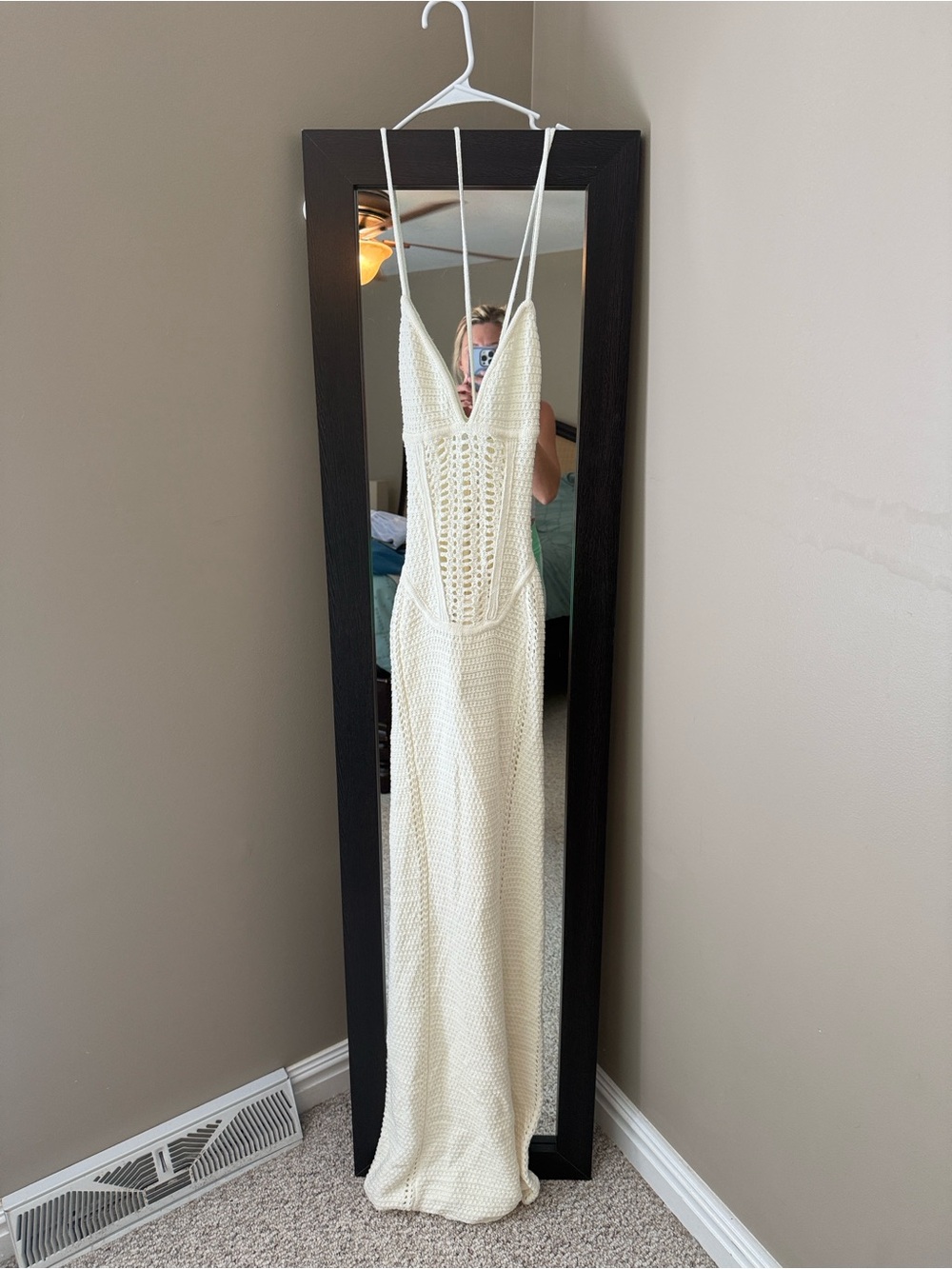 Cream Crochet Babyboo Fashion Dress with Spaghetti Straps Size Medium